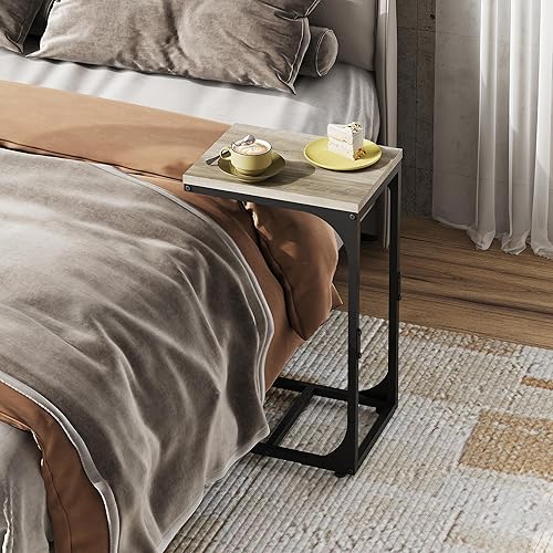 Miniatura 2 de WLIVE Mesa auxiliar en forma de C, mesas auxiliares de sofá pequeñas con marco de metal, mesa de sofá, bandeja de TV para sala de estar, dormitorio,