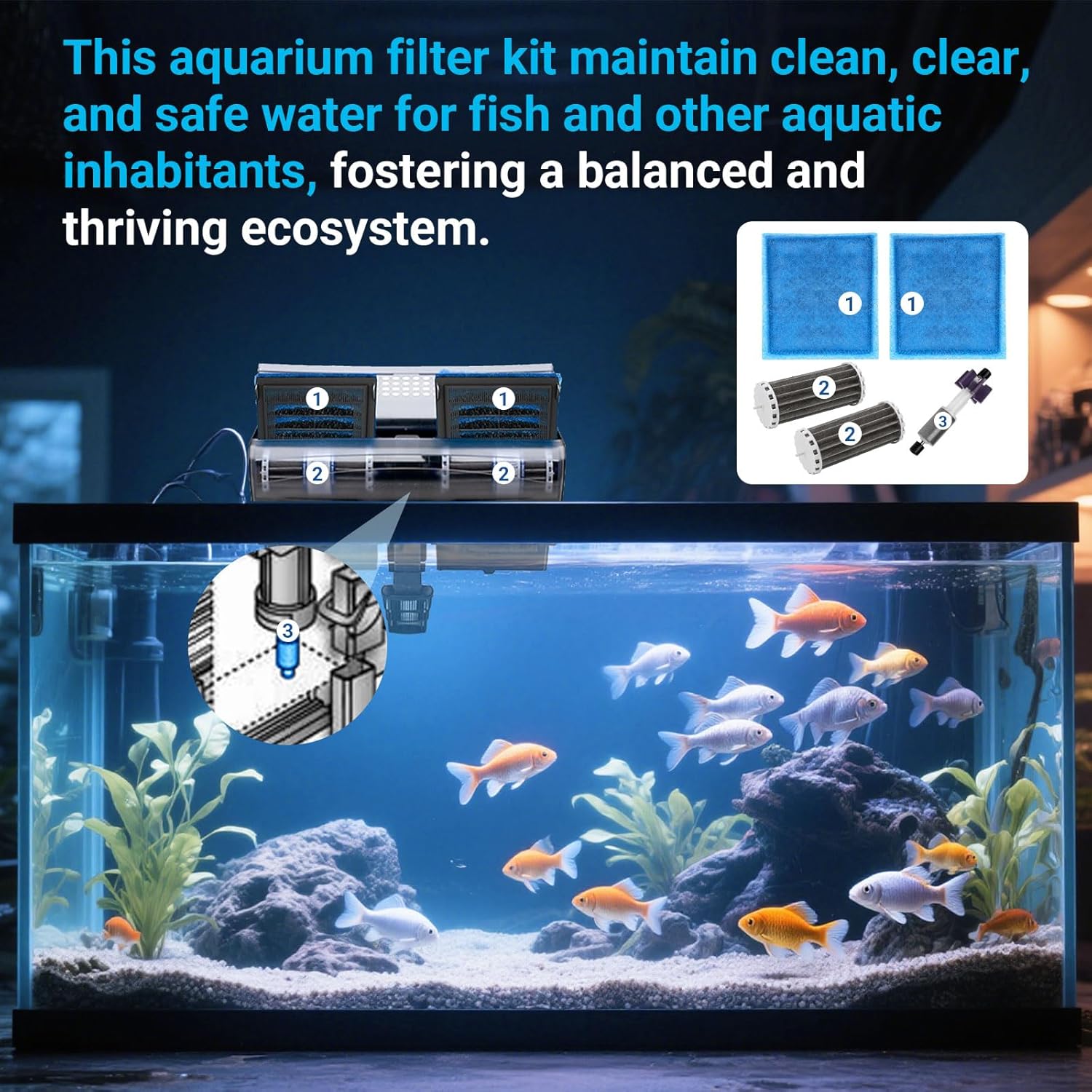 Aquarium Filter Cartridges Kit For Marineland Penguin Power Filters 350 Includes Aquarium Impeller, Rite Size C Filter Cartridges, Biowheel Filter for Fish Tank Multiple Stage Filtration, PRBW2350B