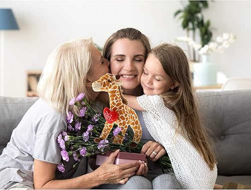 Miniatura 7 de DolliBu Peluche grande de jirafa con mensaje "I Love You" de 16 pulgadas, regalo para el día de San Valentín para novio o novia, oso de peluche con