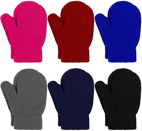 URATOT 6 pares de guantes de punto para bebé, guantes elásticos mágicos para invierno, cálidos, de punto, suaves