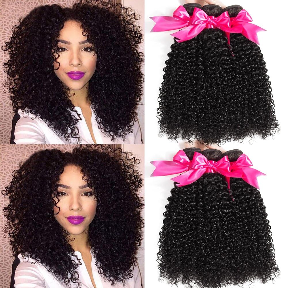 Hermosa 10A Curly Human Hair 3 Bundles 12 14 16 inch 100% Unprocessed Brazilian Curly Hair Bundles Soft Remy Hair
