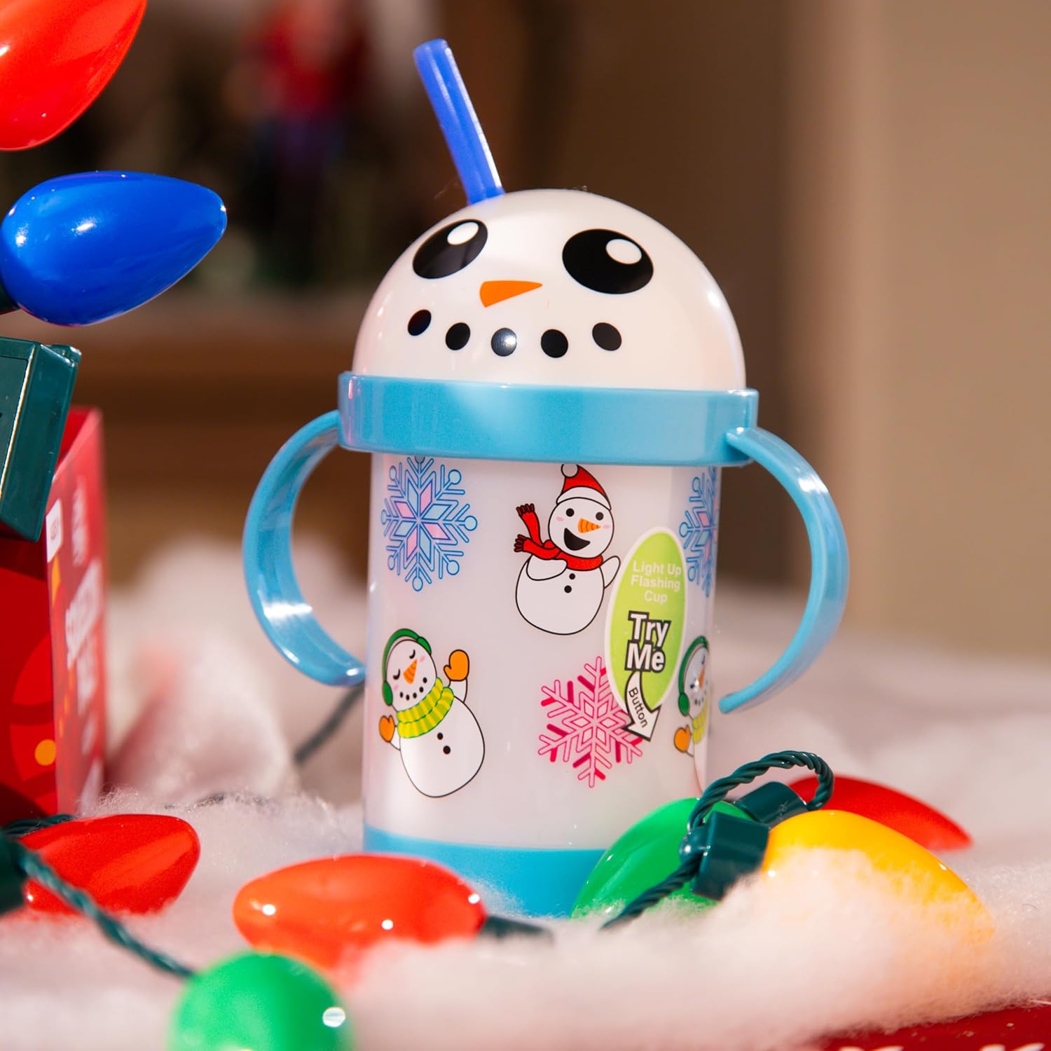 Light Up Christmas Sippy Cups (2 Pack, Snowman & Gingerbread Man) – BPA-Free, LED Holiday Drinkware, Stocking Stuffer, Secret Santa Gift, Party Favor for Kids & Adults - Image 5