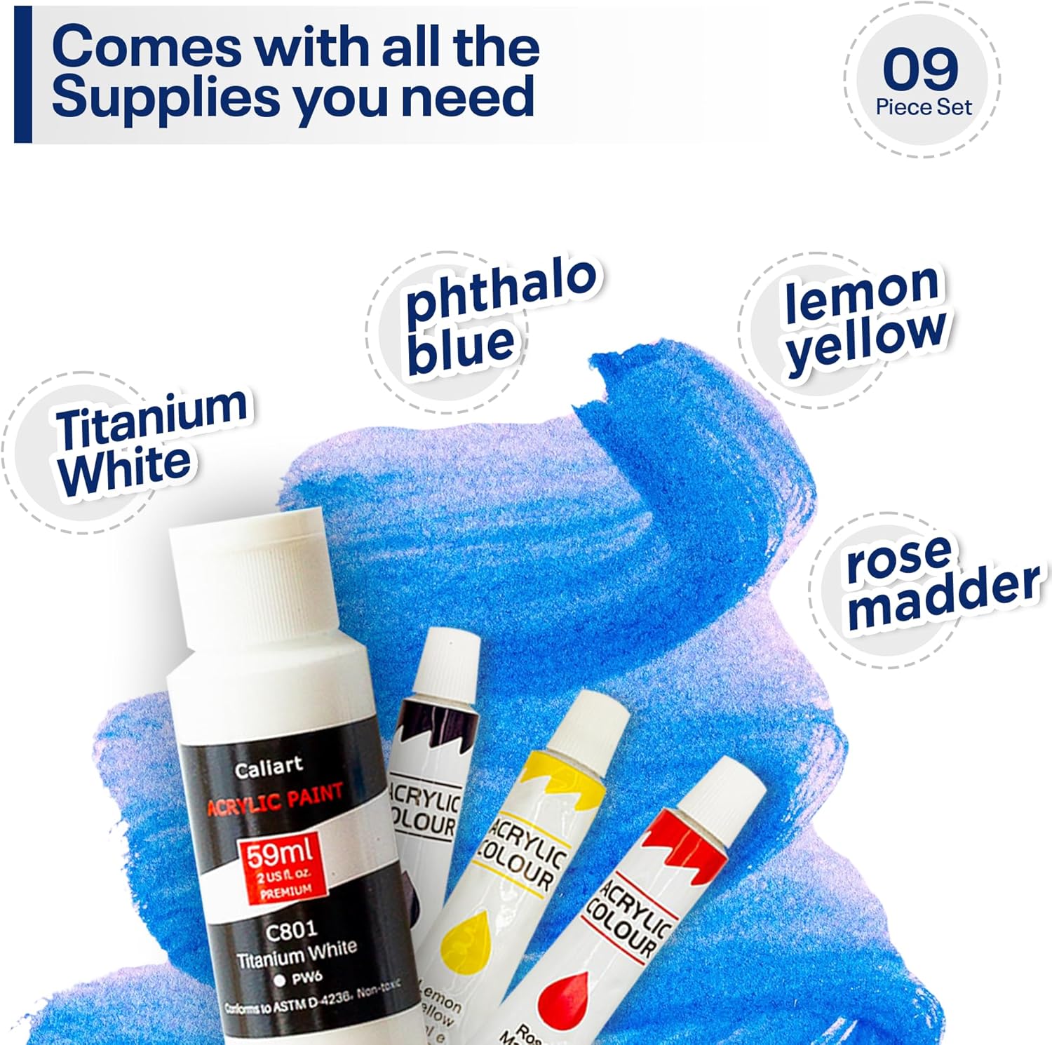 Painting4Real DIY Painting Class Kit for Adults with Video Tutorials: Learn to Paint Radiant Cat – How to Paint with Acrylics – Painting & Art Supplies – 9 Piece Acrylic Paint Set