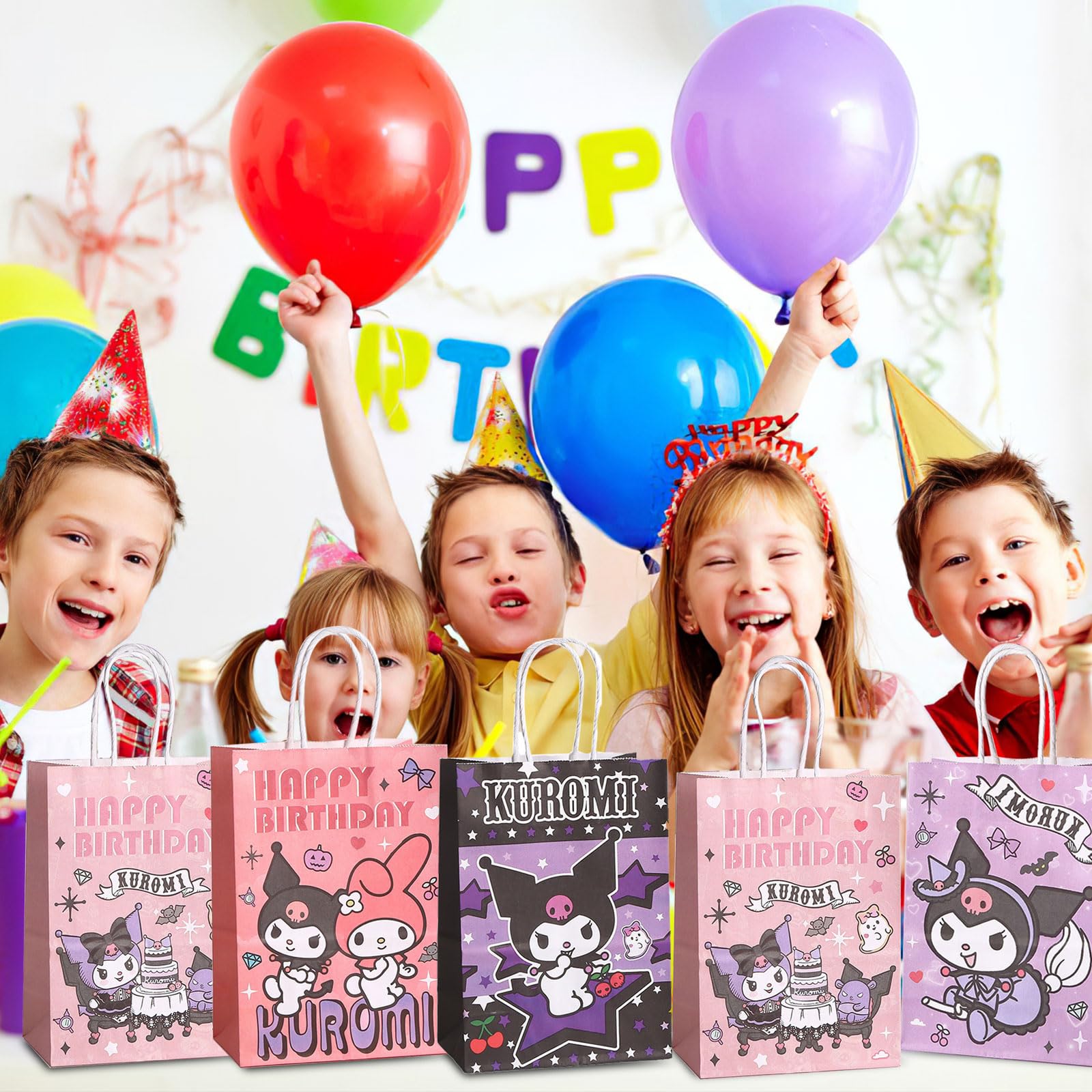 GOMANCHE 50 sacchetti di buon compleanno con manico per bambini