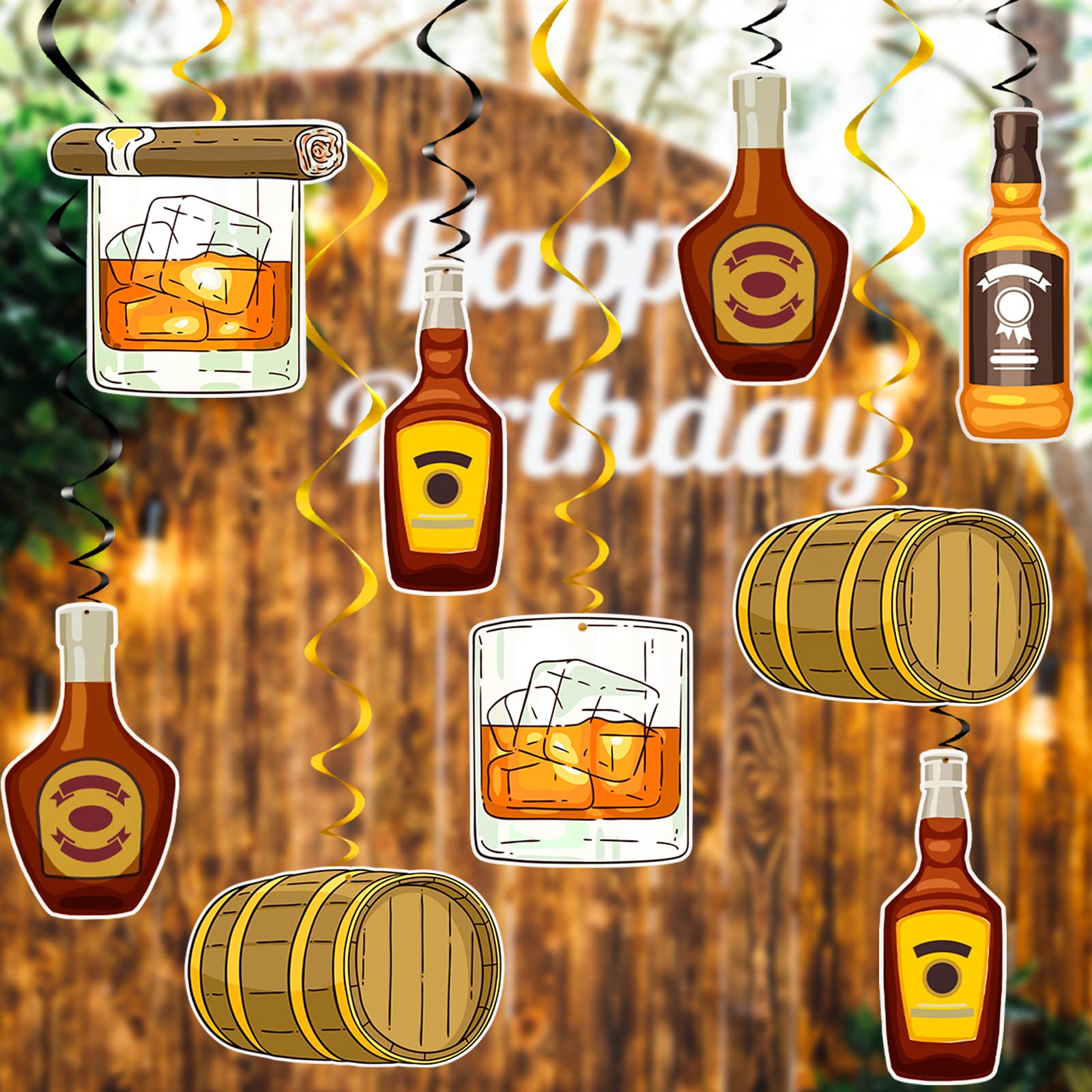 48 Pcs Whiskey Birthday Party Decorations for Men Aged to Perfection Party Supplies Whiskey Hanging Swirls Beers Theme Streamers 50th 40th 30th Birthday Decorations