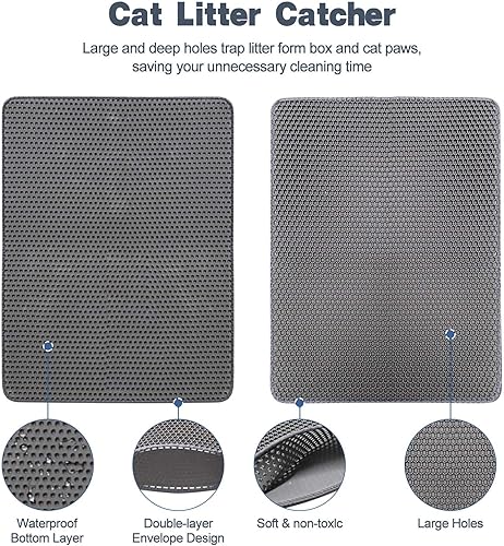 Miniatura 3 de TidyNuts Tapete de arena para gatos para caja de arena de mascotas, tapete impermeable para gatos con diseño de doble capa, suave en las patas,