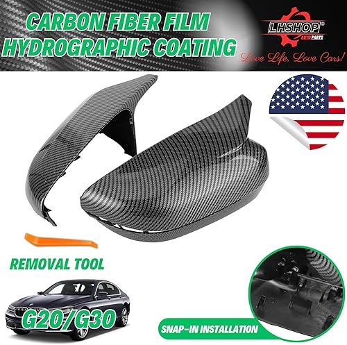 Miniatura 4 de Tapa de repuesto para espejo lateral de fibra de carbono para BMW Serie 3 G20 320i 325i 330i 5 Series G30 525i 530i 530i M Sport Accesorios