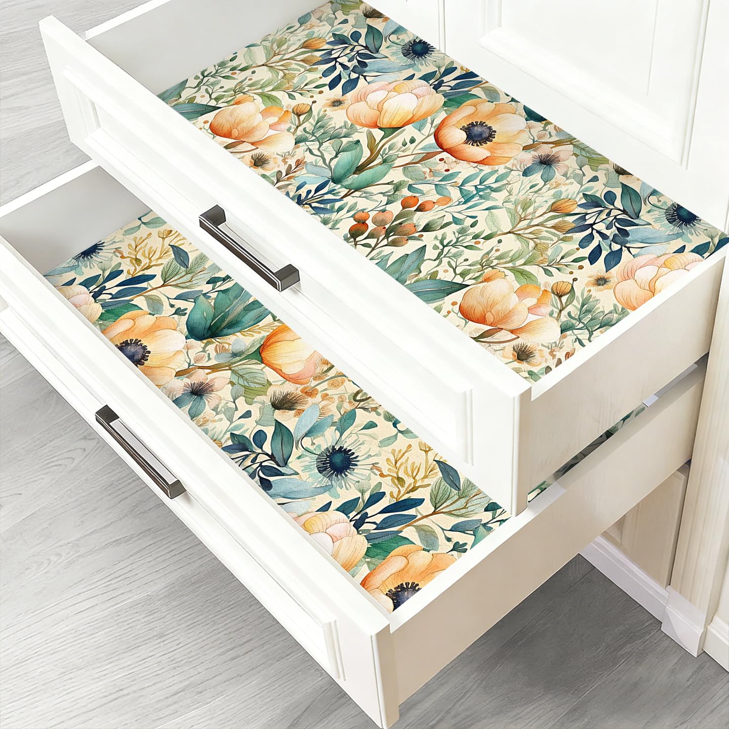 Papier peint floral vintage amovible bohème de 45x299,7 cm
