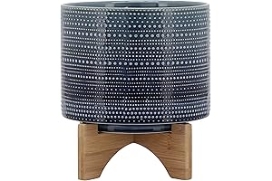 Sagebrook Home 8"x8" Textured Ceramic Planter with Wood Stand