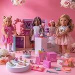 Our Generation 18-Inch Birthday Doll Romy with Cake Party Accessories | Romy doll with party dress, hat, sash, wand, cake stand, plates, forks, gift box and removable cake slice, Dolls, 3+ Years