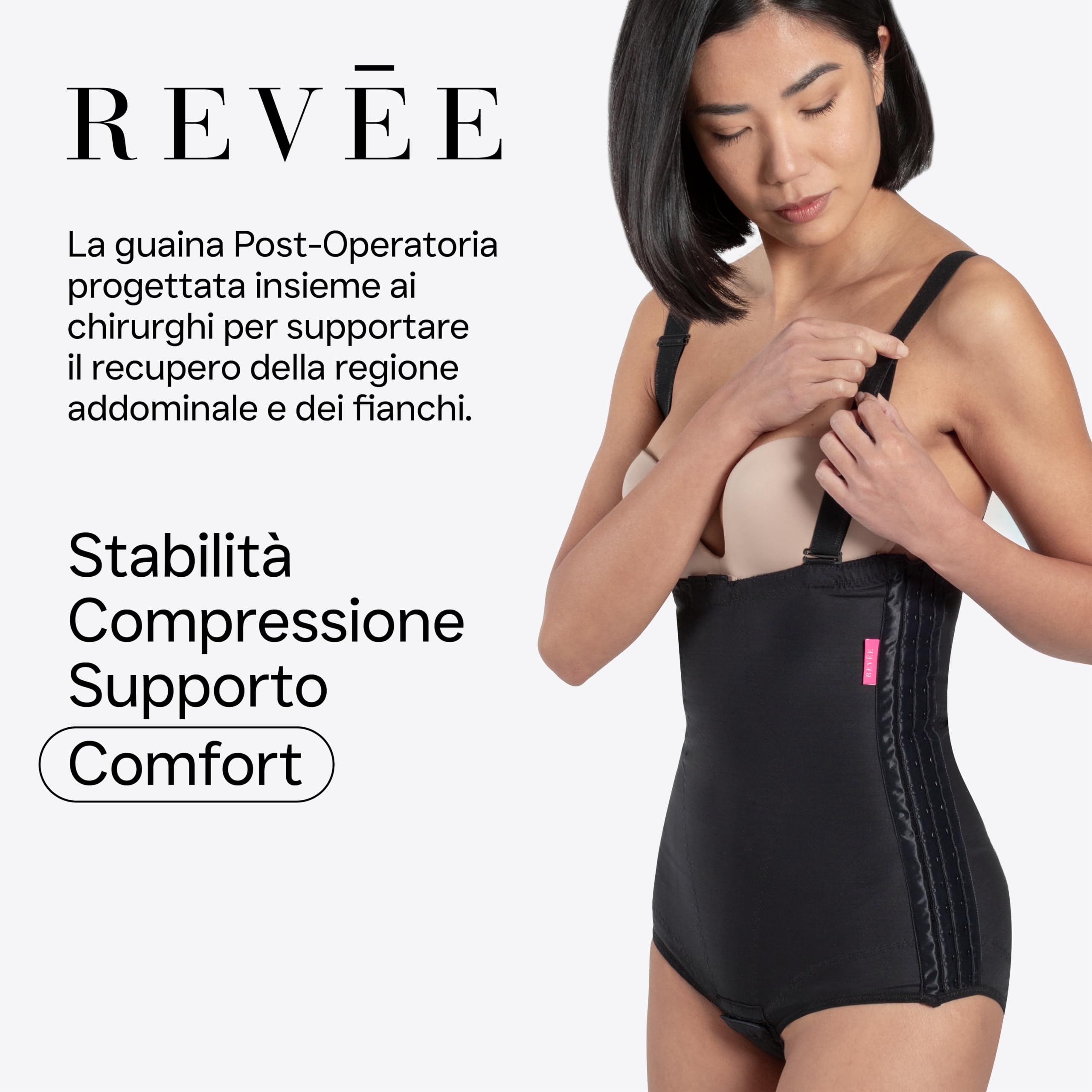 REVÉE Guaina Compressiva Post-operatoria - Liposuzione ai Fianchi - Addominoplastica, Torsoplastica, Lipofilling, Parto Cesareo - Guaina Post-Liposuzione, Fascia Addominale Donna Post-Parto