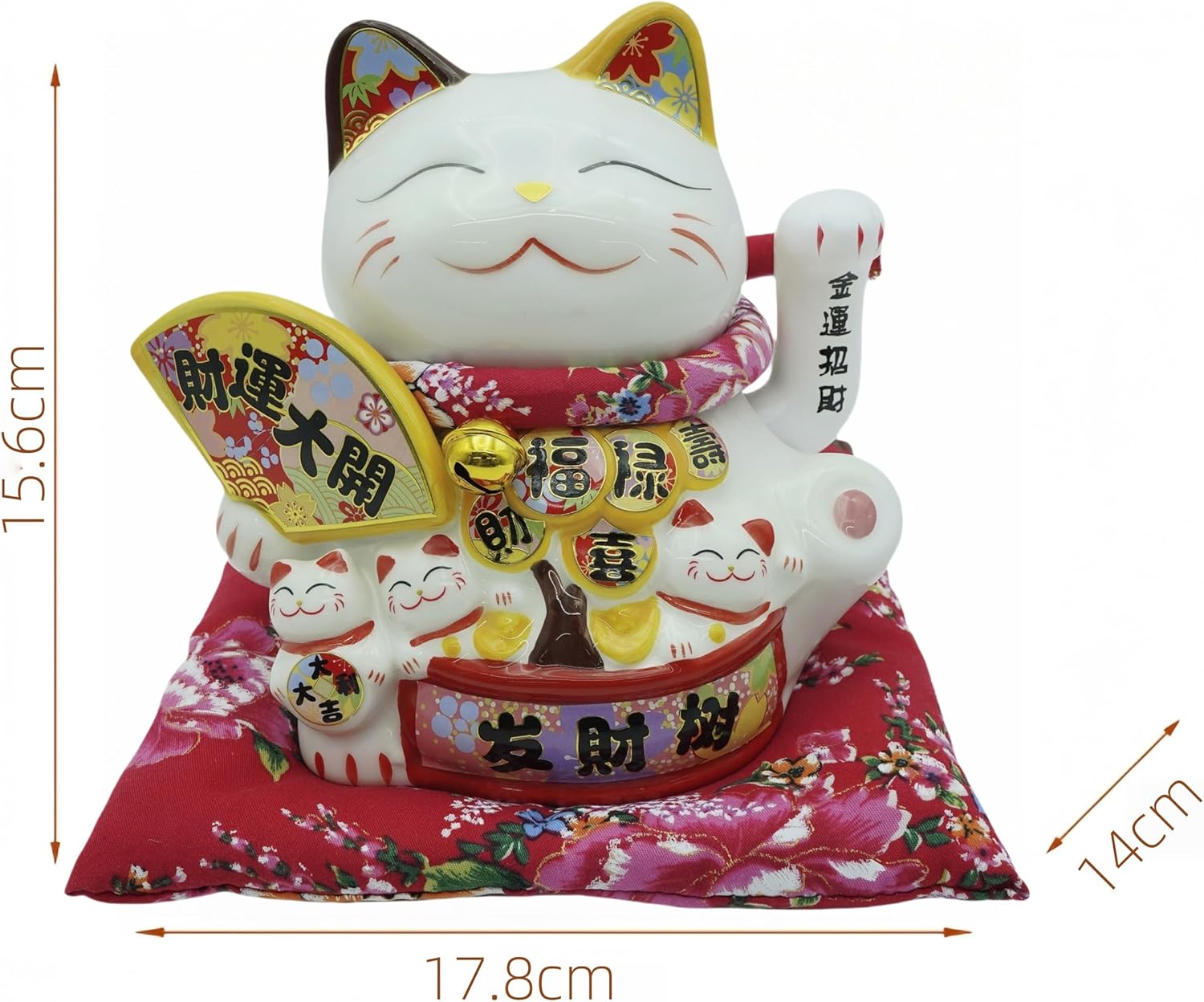 Lucky Cat Waving Arm Fortune Cat Statue,Maneki Neko Beckoning Fengshui Wealth Cat for Welcoming for Shop, Home,Copany,Birthday Gift,Business Opening,1PC - Image 2