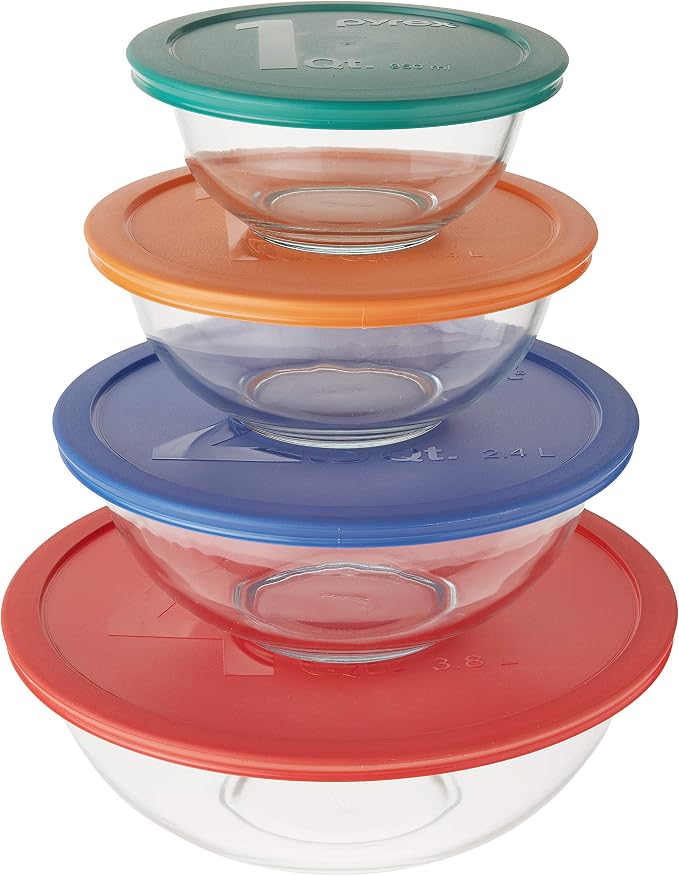 Set de 8 tazones para mezclar Pyrex con tapas miniatura 4