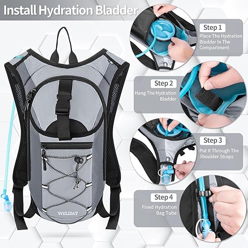 Miniatura 4 de Hydration Backpack with 2L Water Bladder, Lightweight Hydro Pack for Cycling, Running, Hiking, Climbing