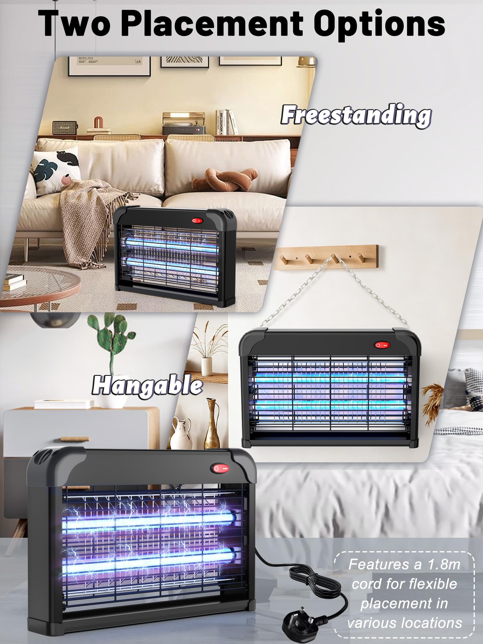 LioTresk Electric Fly Zapper, Mosquito Killer for Home Use, Powerful 4200V Bug Zapper with 20W UV Light, Safe & Silent Fly Control for Indoor Outdoor - 5