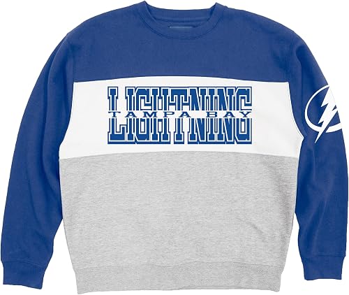 Blue 84 Tampa Bay Lightning NHL Officially Licensed Colorblock Crewneck Sweatshi