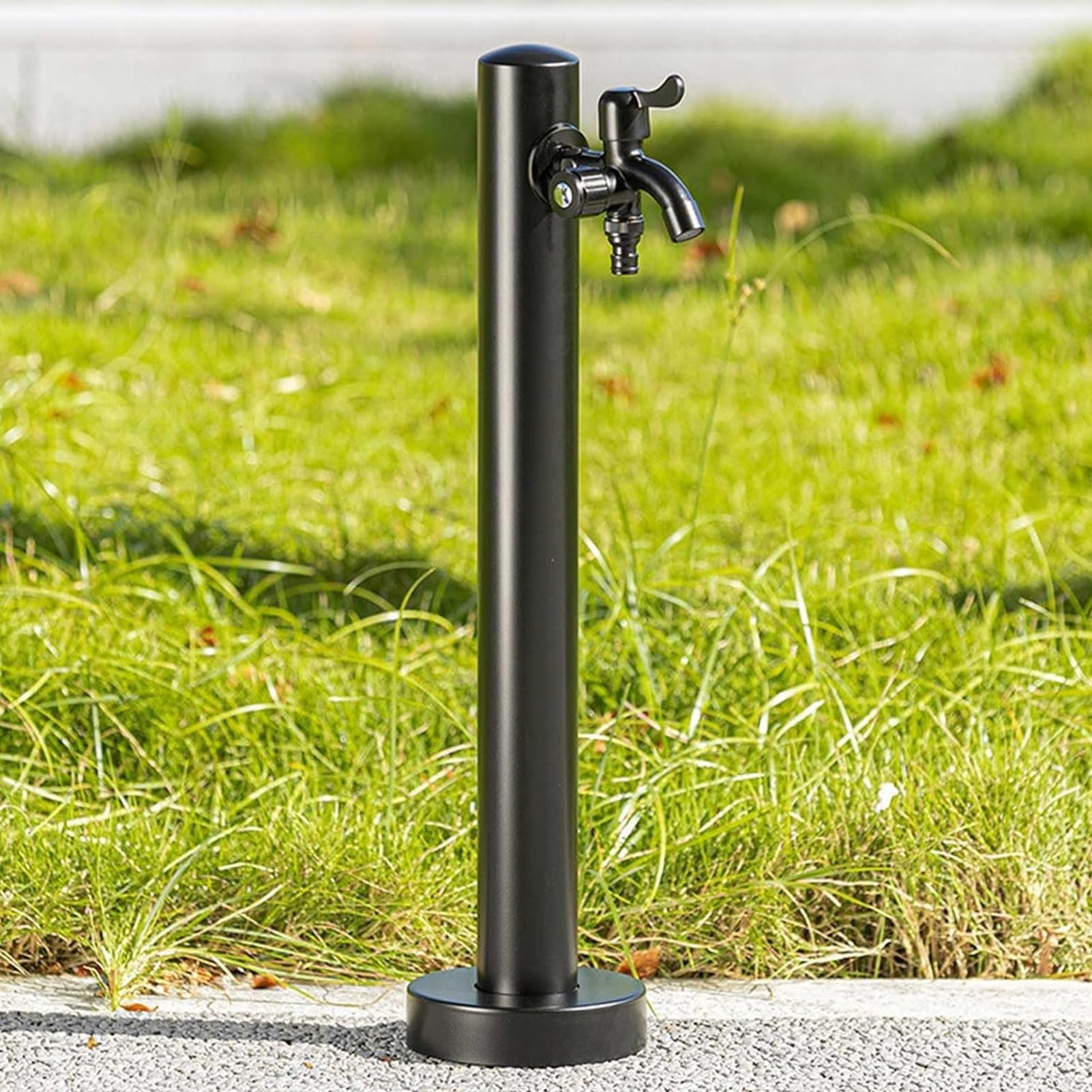 BHGFYXBS Outdoor Freestanding Garden Water Column - Cylindrical Hose Stand For Villa, Courtyard & Garden - Easy Installation - Stylish Black Design,Black B-95CM/37.4IN