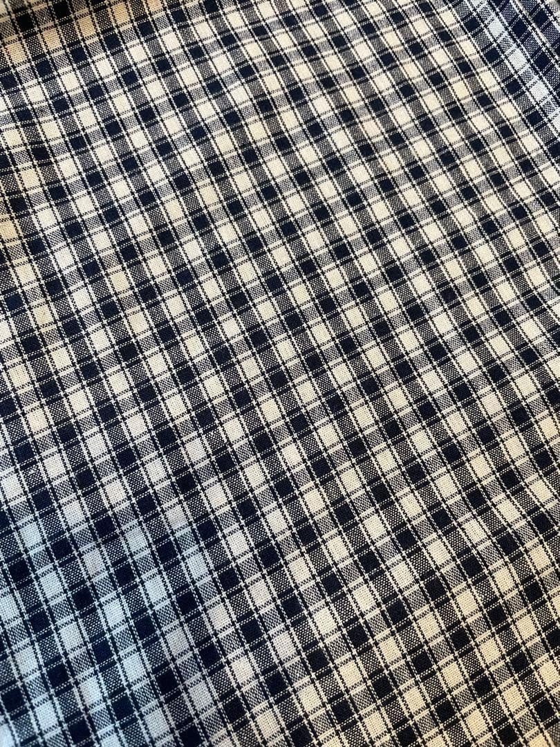 ギンガムチェックエプロンワンピース 綿麻 黒✖︎生成 ナチュラル