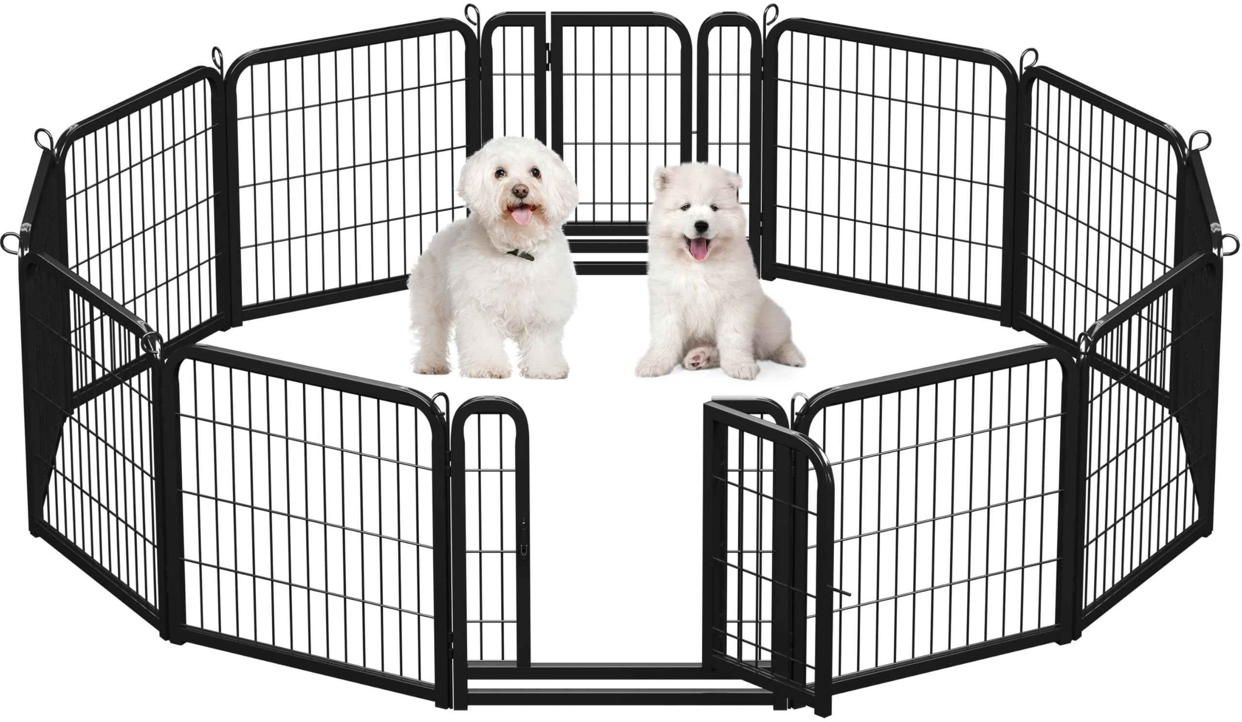 Yaheetech Parque para Cachorros de 12 Piezas, 63 cm de Alto, caño para Cachorros con 2 Puertas, Cierre automático, Flexible y Plegable, Parque para Mascotas para casa y jardín