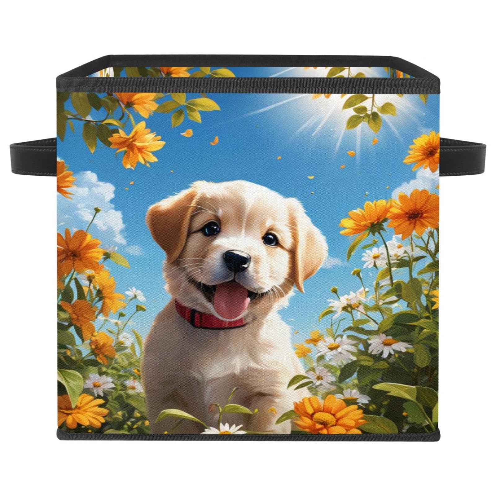 Boîte de rangement pliable pour chambre d'enfant avec motif chien