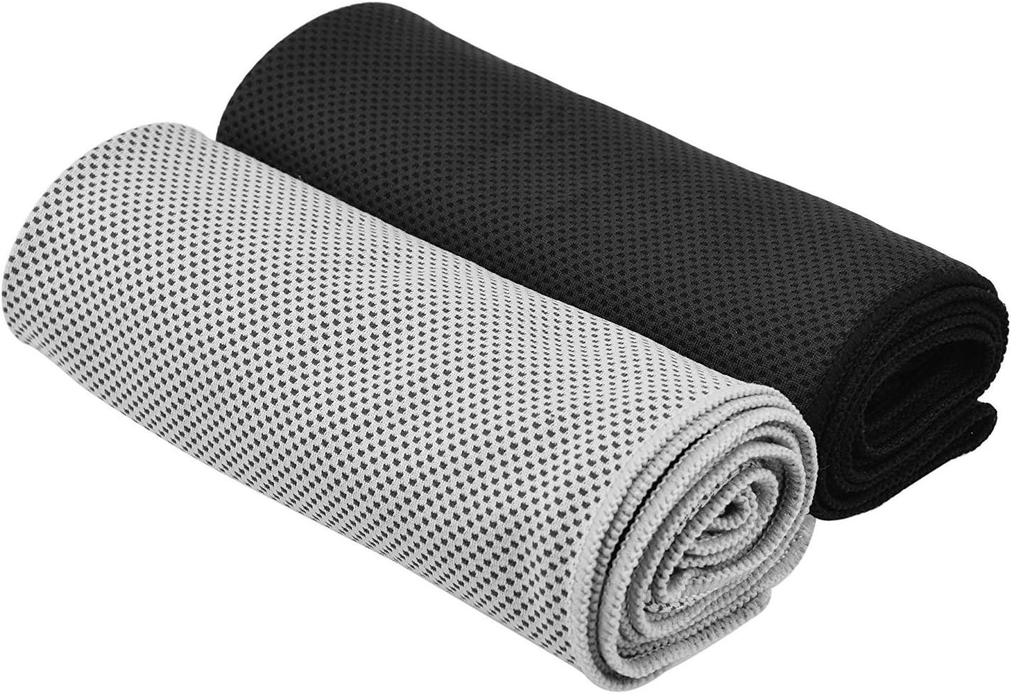 Cooling Towel for Sports, Workout, Fitness, Gym, Yoga, Pilates, Travel, Camping & More,2 Pack (Black and Grey)
