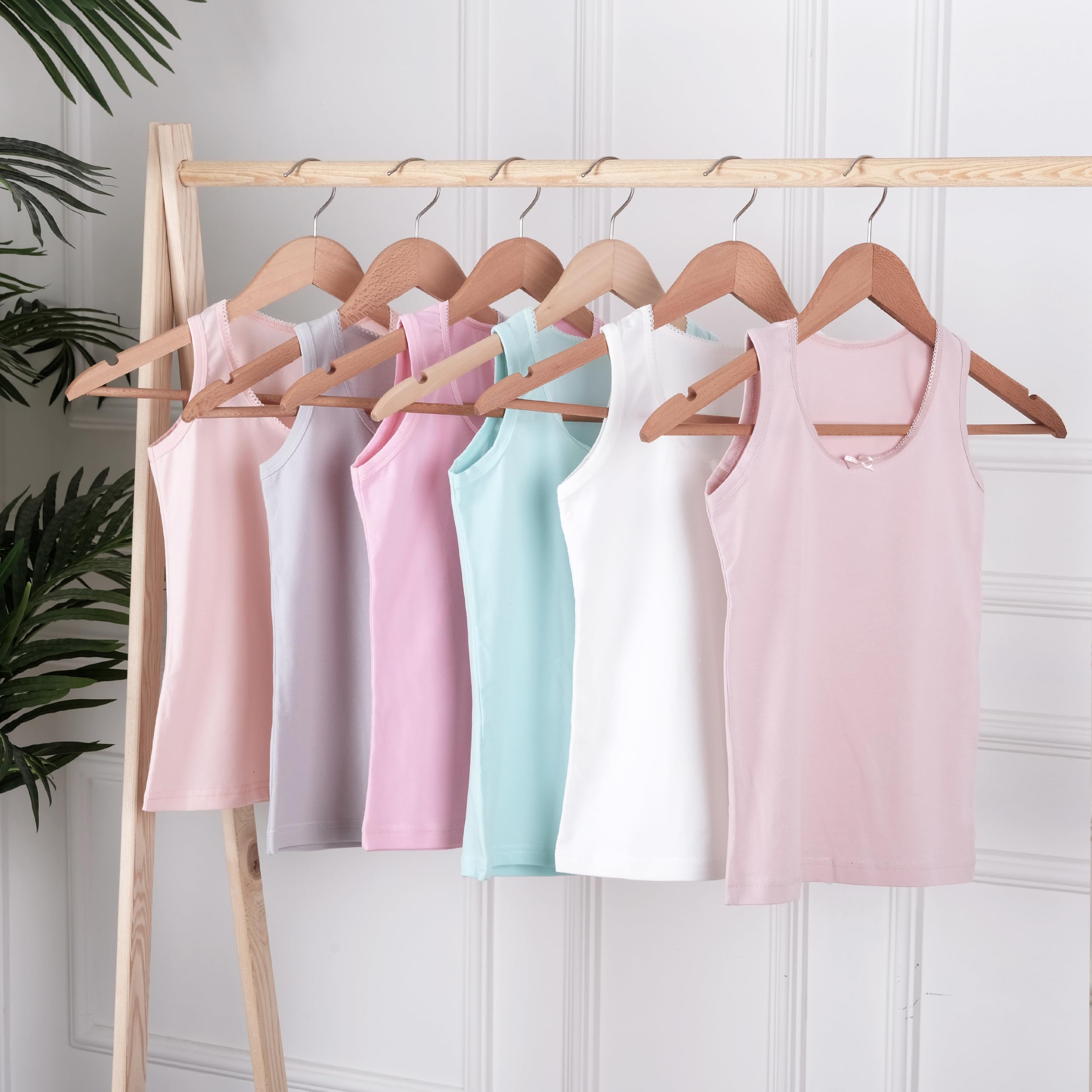 LOREZA ® 6 Camisetas de Tirantes Interiores para Niña Ropa Interior 2-15 años