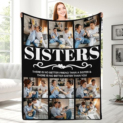 Magimagine Manta personalizada, regalos de cumpleaños para hermanas de hermanas, mantas personalizadas con fotos, regalos de cumpleaños para