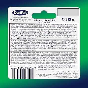DenTek Temparin Max Caps & Fillings Repair Kit - 0.0733 oz, Pack of 4