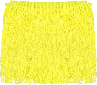 Sourcing Map Cinta de flecos de poliéster para costura, manualidades, ropa, decoración de pantallas de lámpara, color amarillo limón
