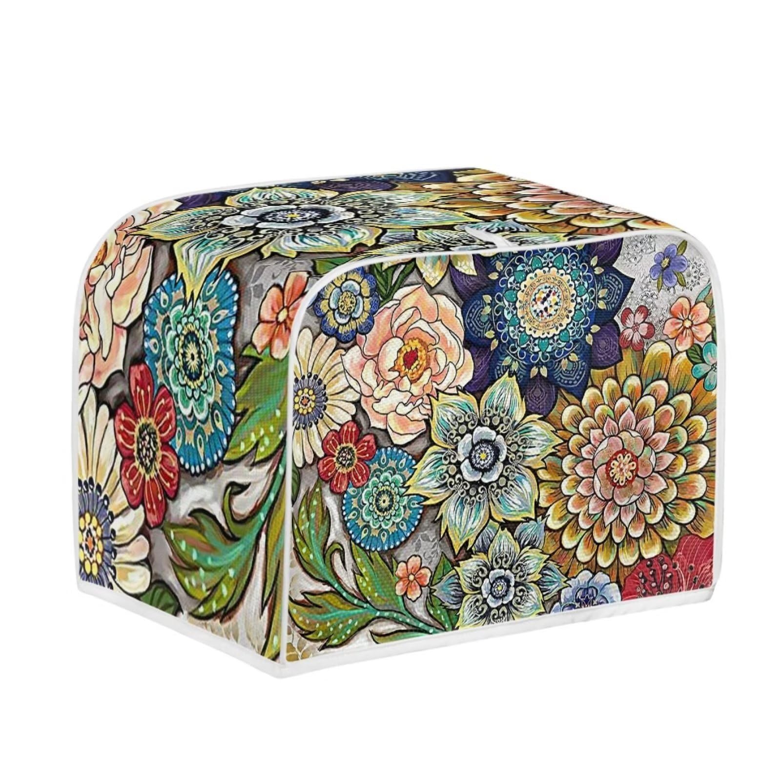 JSLXYYBQ Mandala Floral Toaster Cover 2 Slice, Kitchen Appliance Decoration Dustproof Bread Maker Cover Women Gift