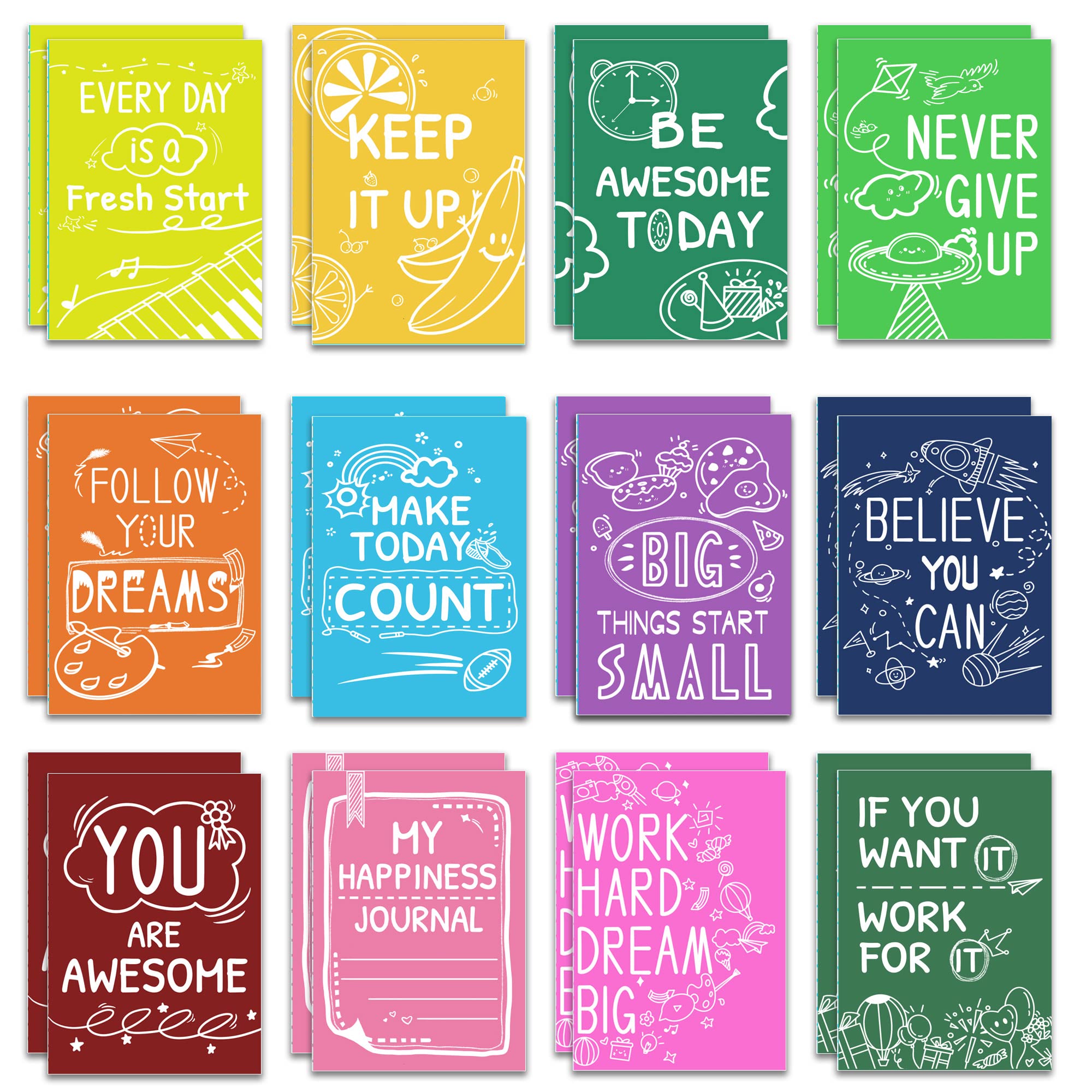Vusnud Regalos a granel mini cuadernos inspiradores para niños, recuerdos de fiesta, pequeños blocs de notas motivacionales para estudiantes, bonitos cuadernos de regreso a la escuela de profesores