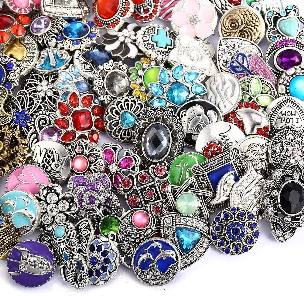 Mixed Style Rhinestones Snaps Jewelry Charms Ginger Buttons 18/20mm for Interchangeable Snaps Jewelry Making Women Teens Girls DIY Bracelets Necklaces Rings Brooch Accessories(Multi-Color) - Image 9