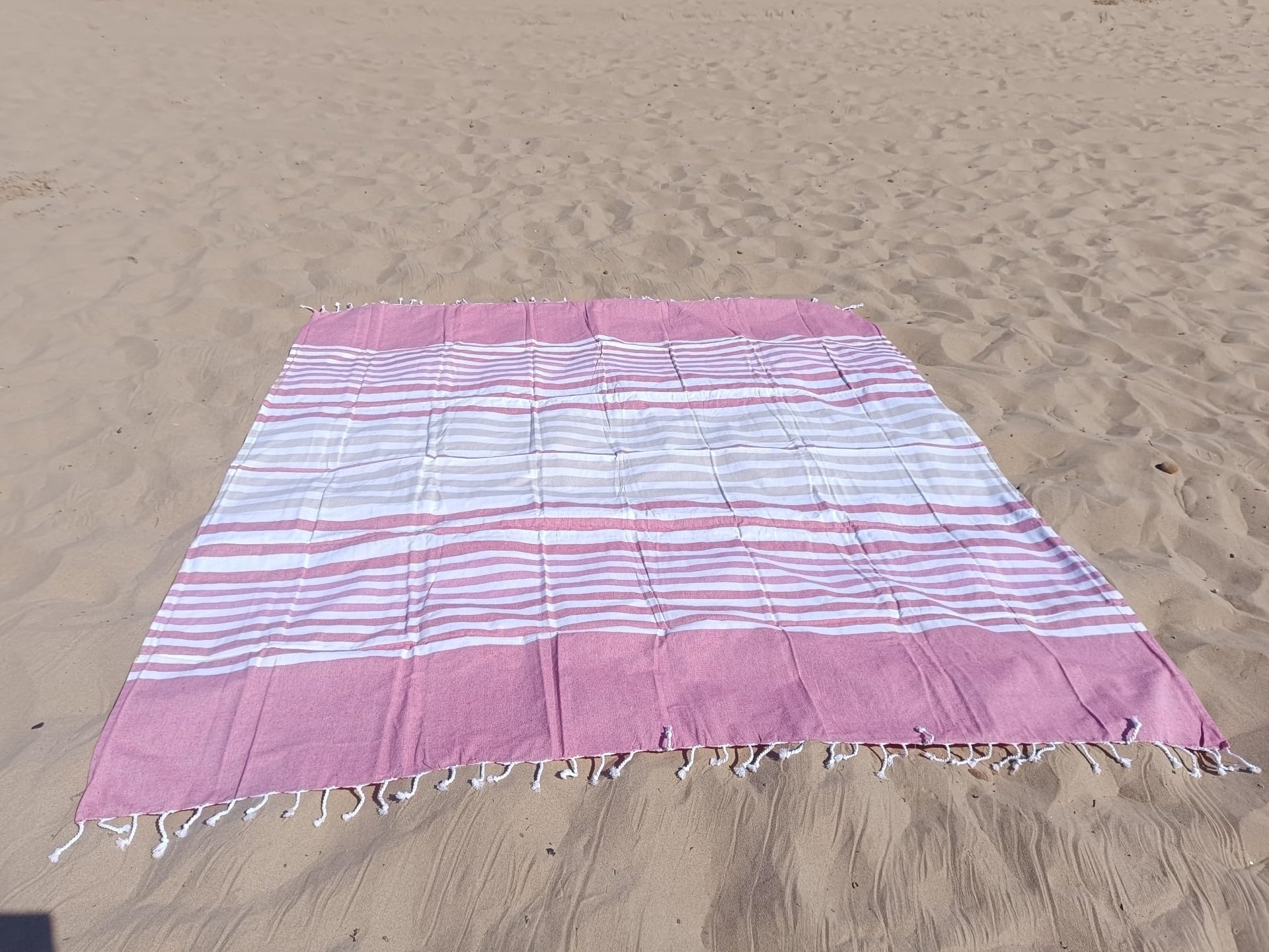 DHESTIA HOME - Pareo Fouta de Playa con Flecos Trenzados Tamaño Grande 200x200 cm Harnai - Color ÚNICO, Talla 200x200 cm