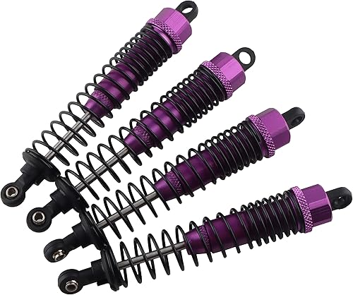 Miniatura 12 de 4 amortiguadores delanteros y traseros, suspensión ajustable de 3.858 in de aluminio para autos RC 1/10 HSP 94166 94106 94107 94155 94170 Buggy Rojo