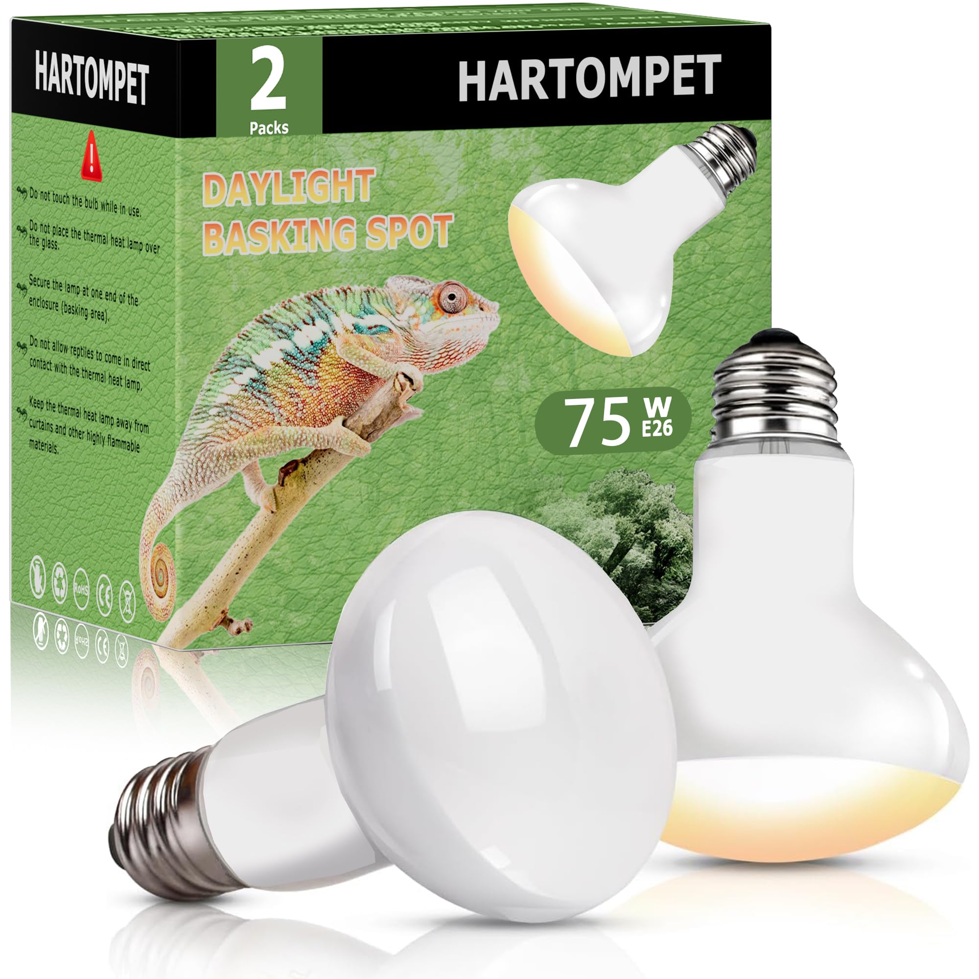 75W Daylight Reptile Heat Lamp Bulb, UVA Basking Spot Light