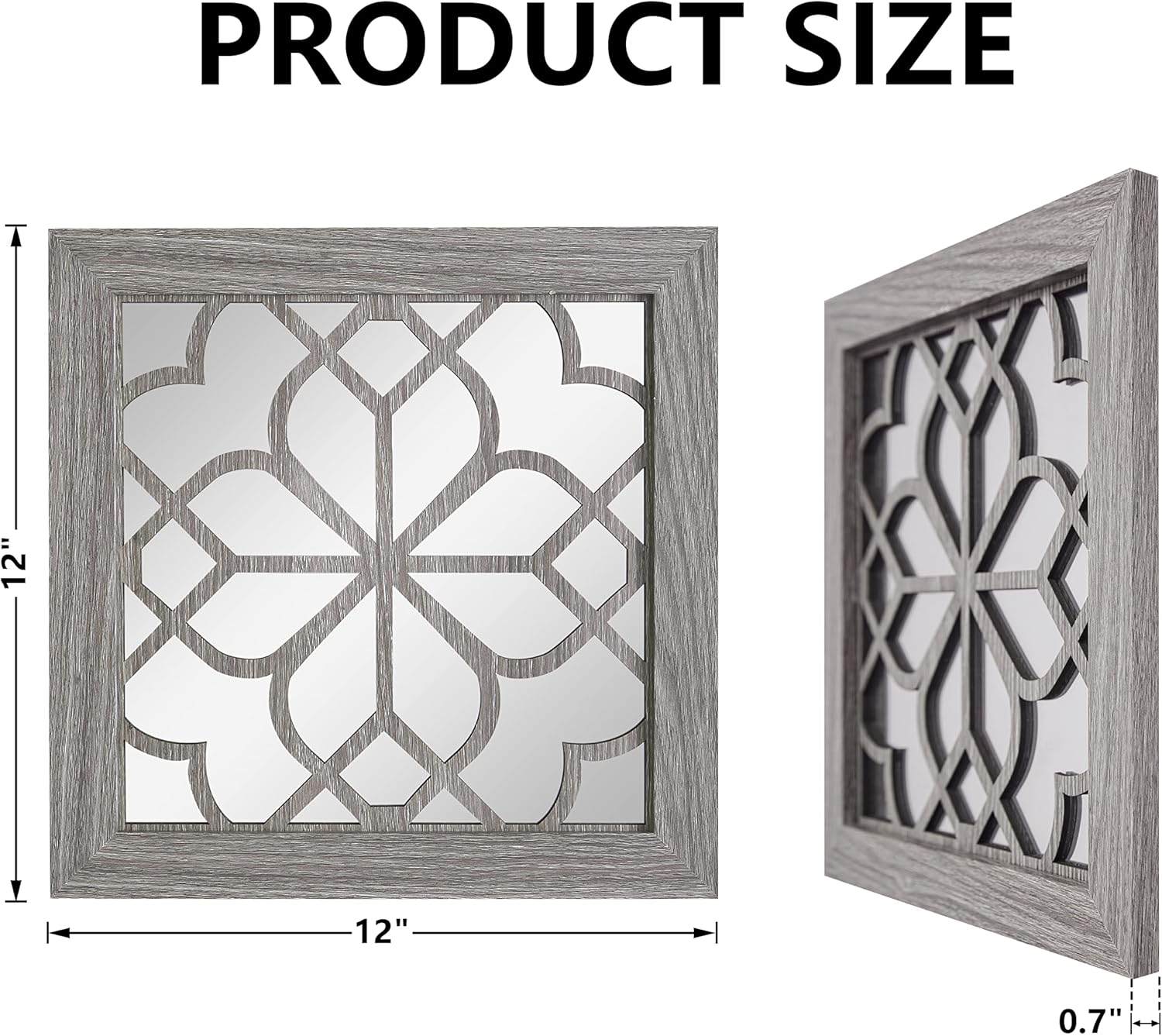 2 PCS Square Rustic Wall Mirror, Farmhouse Wall Mirrors Decorative Brown Wall Mirror for Bedroom Entry Living Room Dining Room (12”x12”) Brown Square 008 image 4 of 5 B0B3CNMQ5X