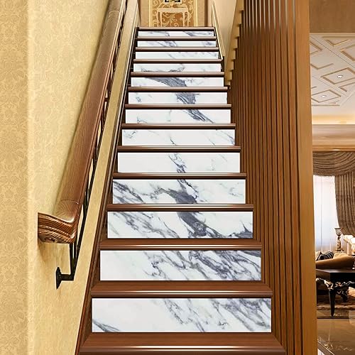 Calcomanías autoadhesivas de mármol para escaleras, calcomanías de vinilo para pelar y pegar, calcomanías de murales de escalera para escalones, 7.1