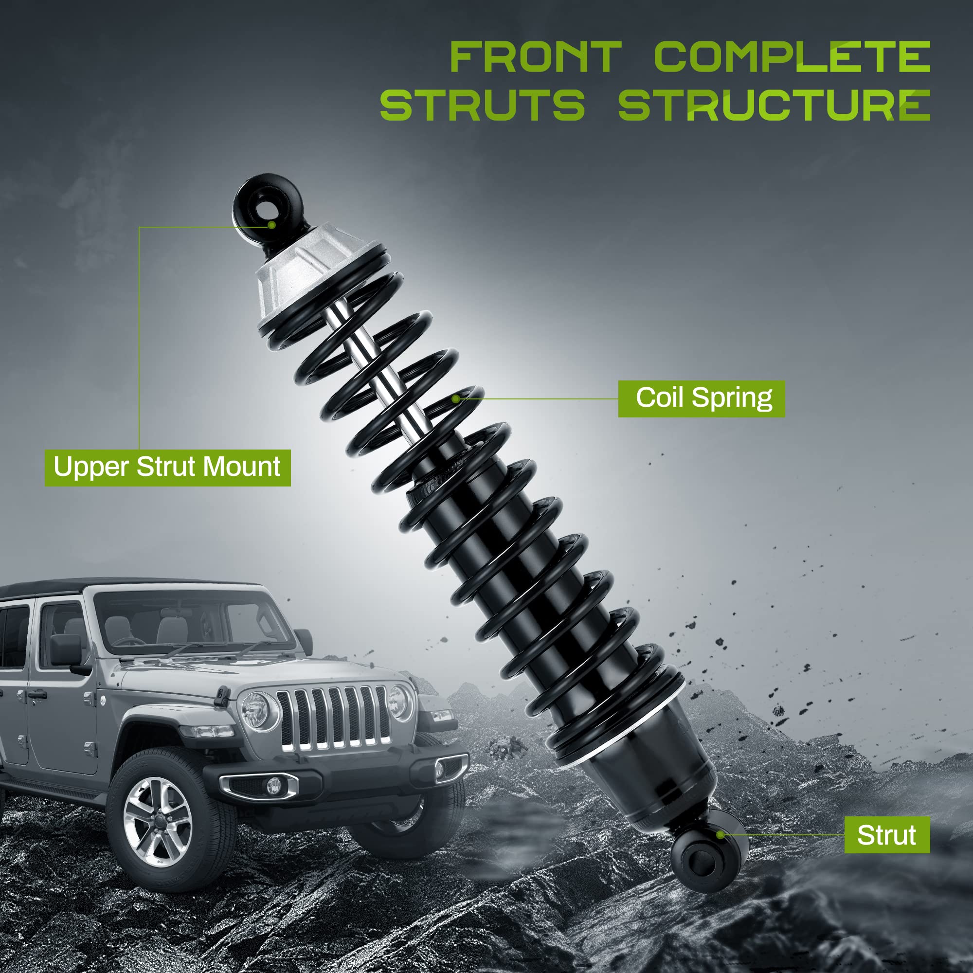 AUTOSAVER88 Rear load Shocks and Strut Compatible with 2008-2016 Chrysler Town & Country, 2008-2020 Dodge Grand Caravan, 2012-2015 Ram C/V