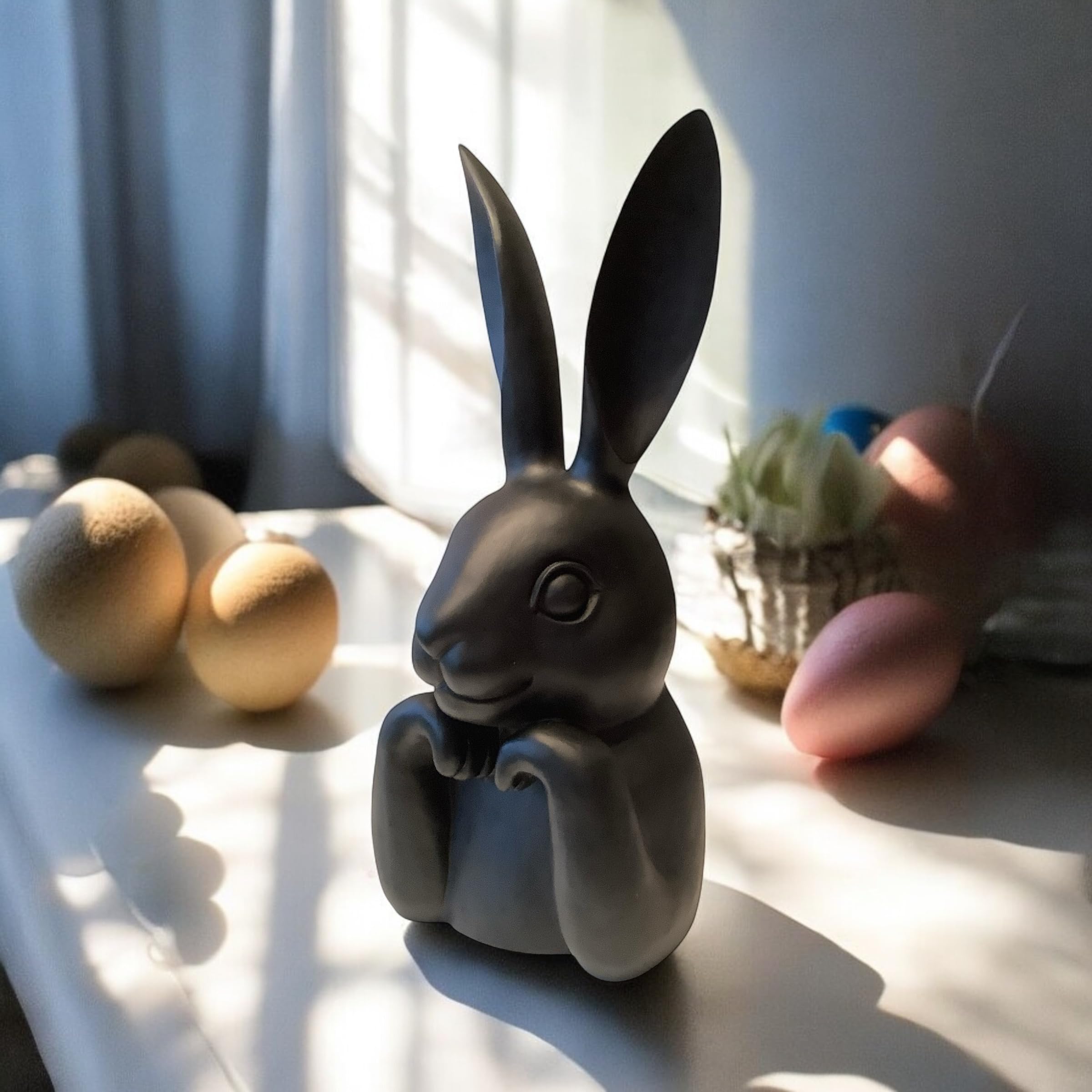 Osterhase Deko Max 40 cm schwarz Hasenbüste Osterdeko Hasenkopf