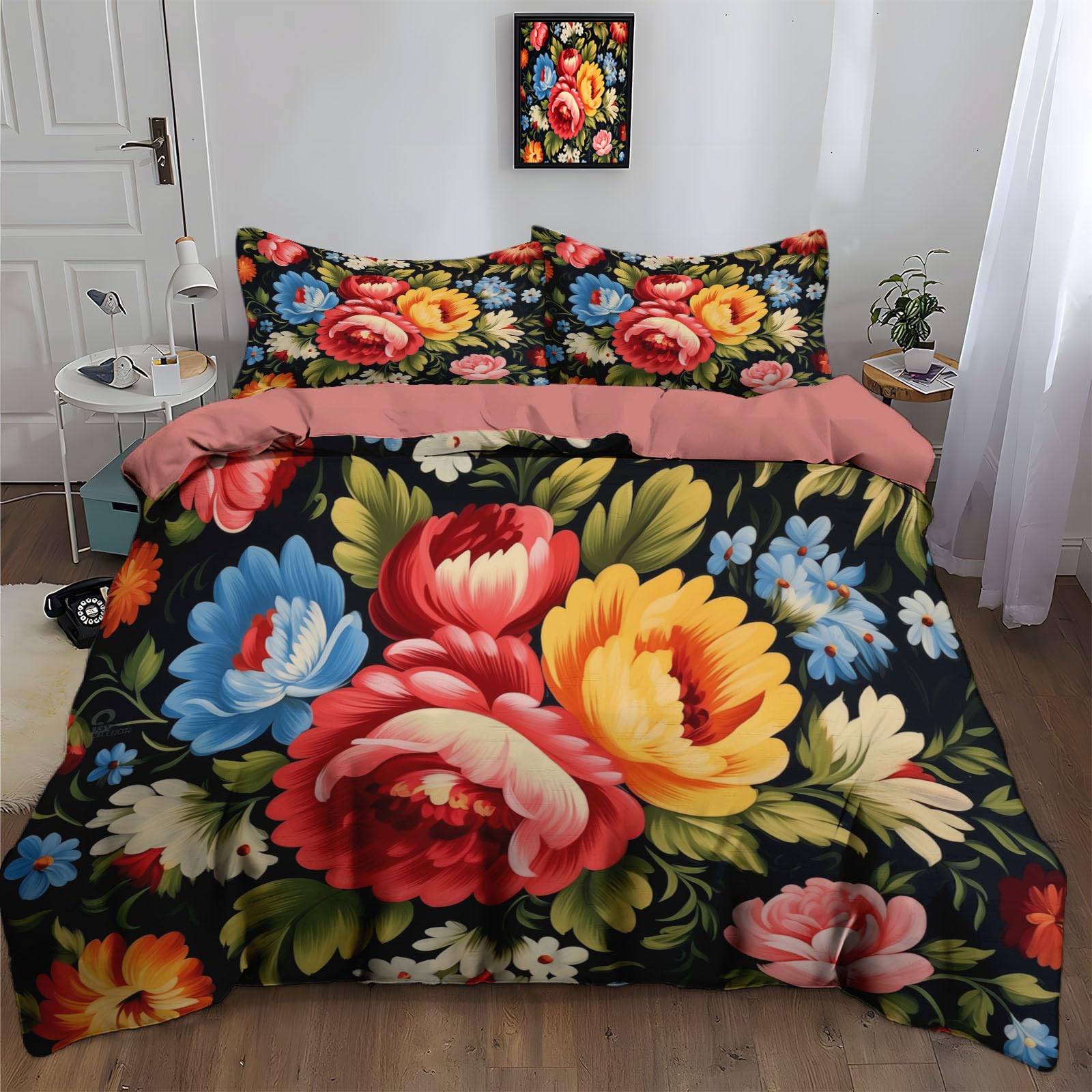Housse de couette 220x240cm papillon en microfibre avec 2 taies
