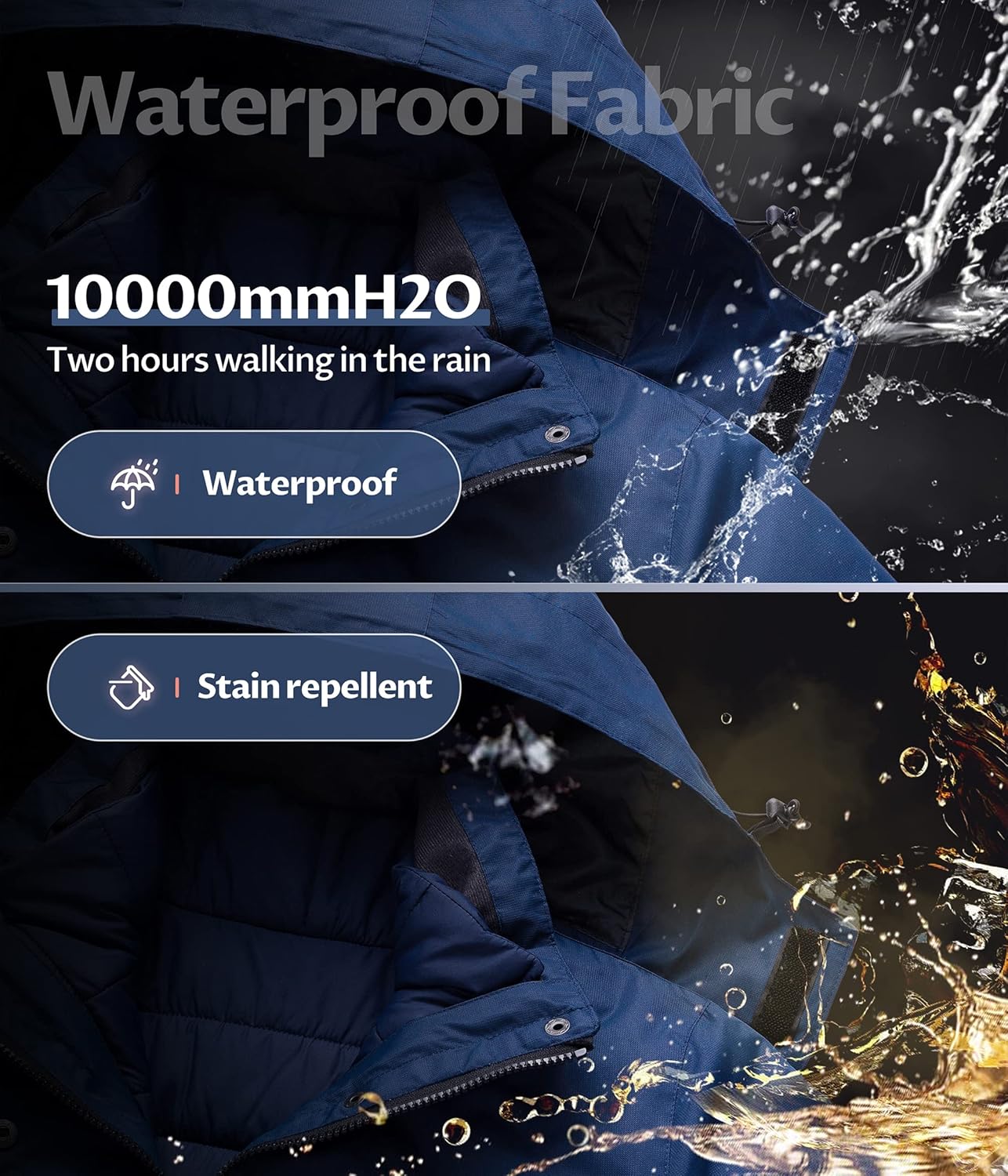 CREATMO US Women's 3 In 1 Waterproof Ski Jacket Windproof Snowboarding Jacket Warm Winter Snow Coat Raincoat - Image 4