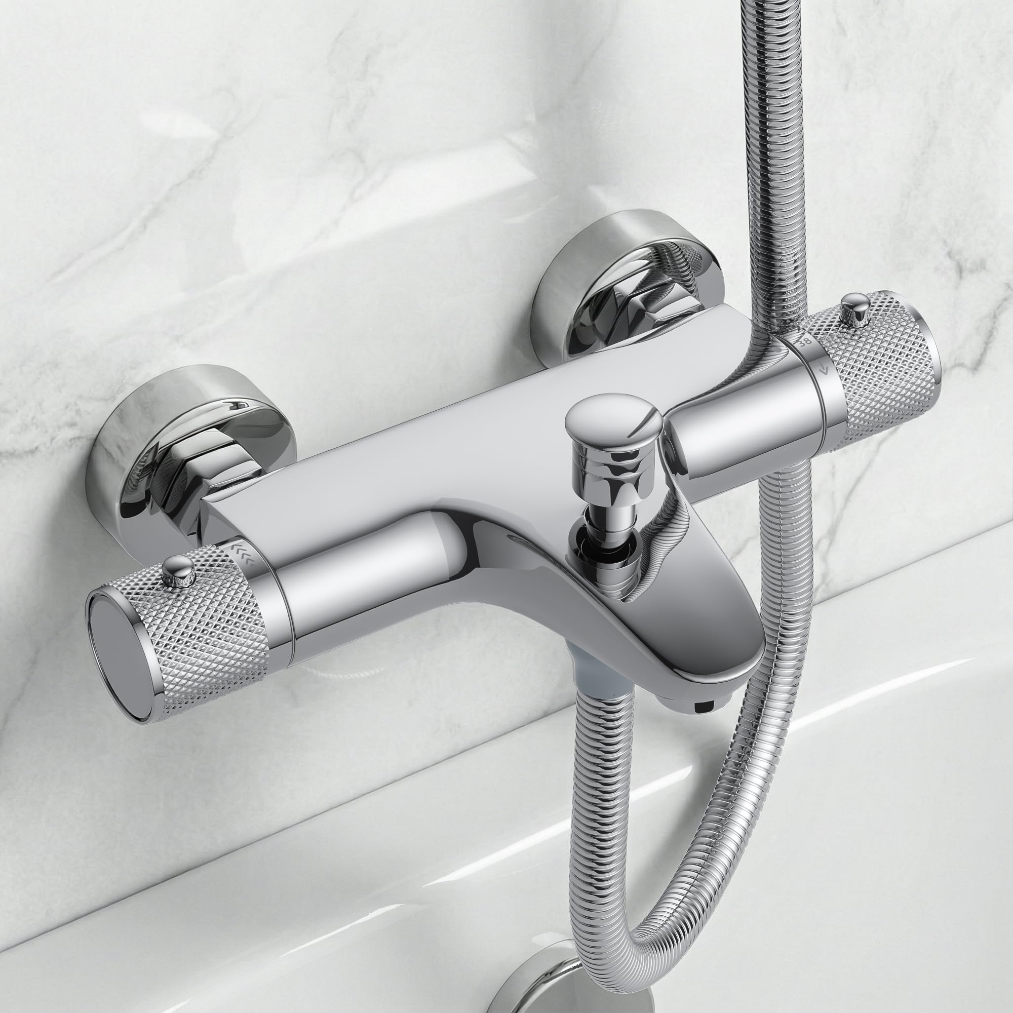 Mezclador Termostatico para Baño,Grifo Ducha Thermostatico,Grifo de Ducha,Cromo