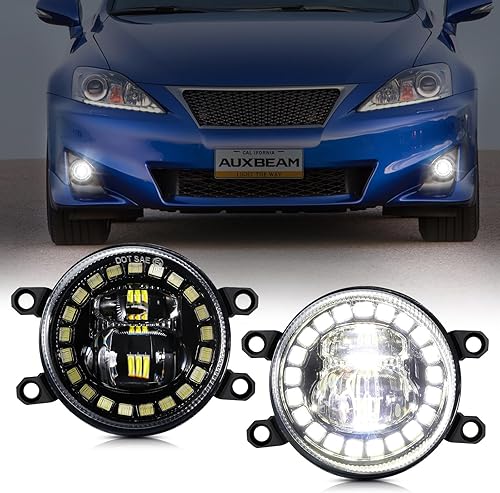 Auxbeam Faros antiniebla LED con DRL ajuste universal para Toyota Camry Corolla RAV4 Yaris Prius Highlander Venza Avalon Matrix Solara, lámparas