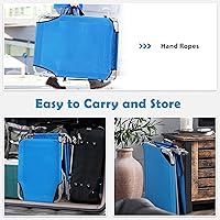 Vista 7 de COSTWAY Sillón plegable para exteriores, ajustable, para playa, piscina, reclinable, con sombrilla, color azul marino