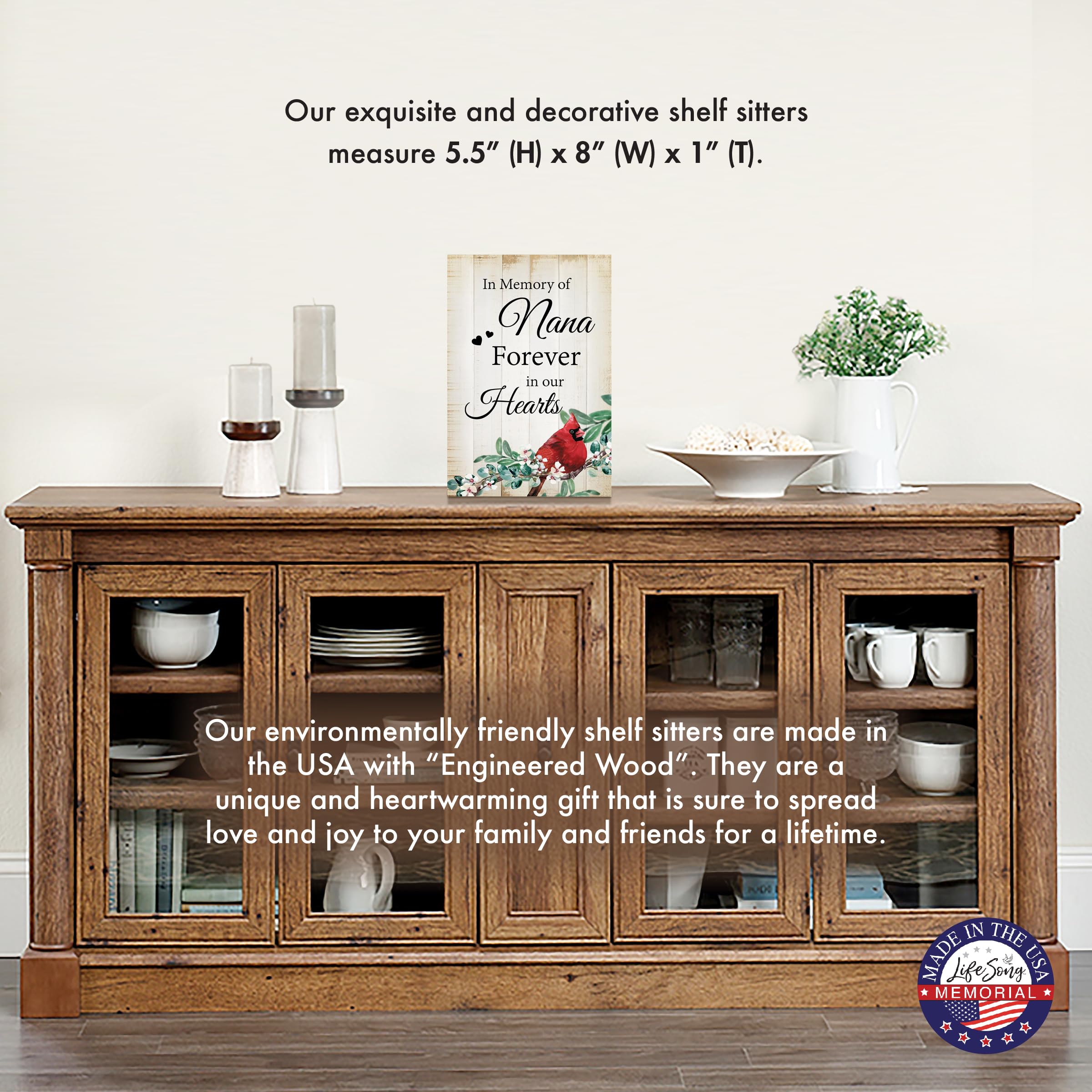 LifeSong Milestones Wooden Memorial Shelf Décor & Tabletop Signs | Loving Memory Gifts | Handcrafted Keepsakes (In Memory Of Nana (White))