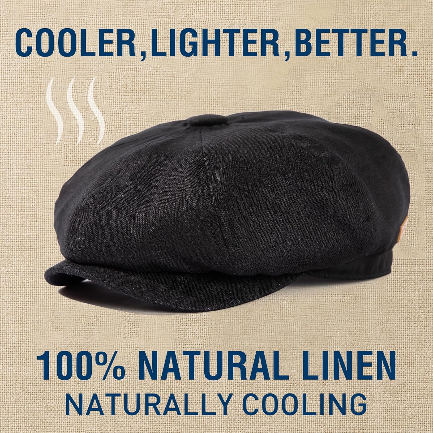 Oversized XL XXL Natural Linen Flat Cap Lightweight 8 Panel Summer Cooling Eco-Friendly Newsboy Hat Golf Outdoor - Image 2