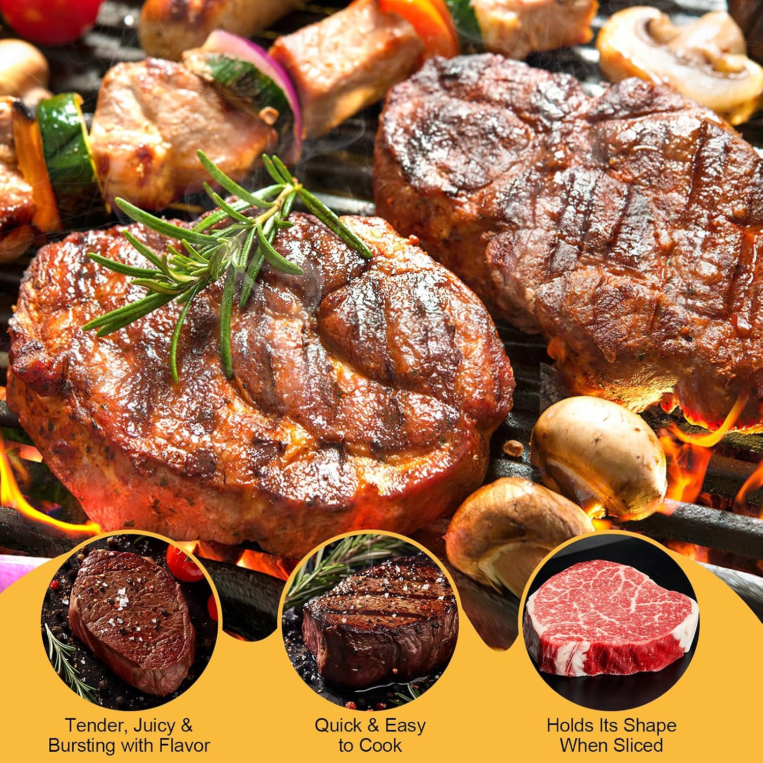 OCEANZEN:USDA Prime Steak Duo – 2 New York Strip & 2 Filet Mignon Steaks (10 oz. Each) – Gourmet Cuts, Flash-Frozen – Perfect for Special Dinners