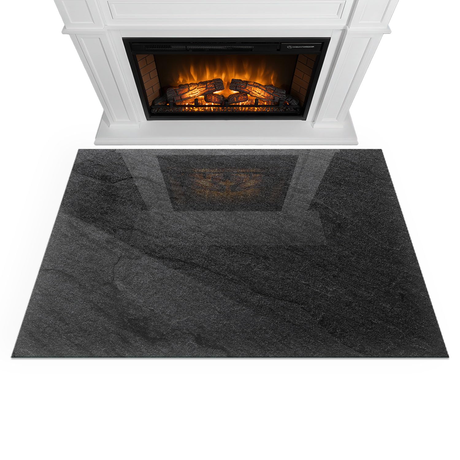 Piastra per camino e stufa 120x80 cm cm Protezione del Pavimento di Vetro Temperato Rotonda Resistente a Scintille Design Elegante Resistente alle Alte Temperature - Struttura della pietra