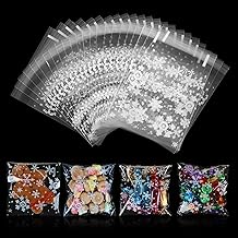 GWHOLE 100 PCS Reindeer Food Bags Christmas Cellophane Bags Small Self Adhesive Treat Bags for Sweet Cookie Gift Favor Package Xmas Party Baking Supplies