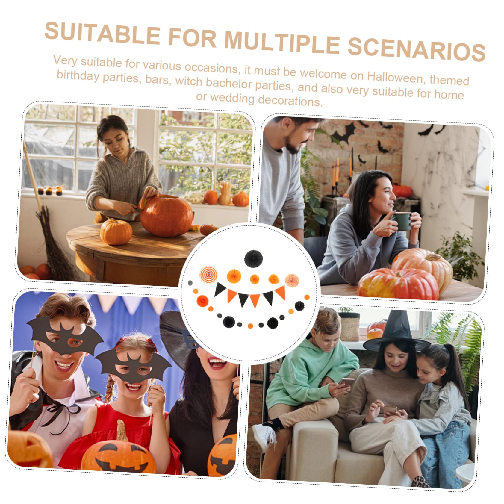 Alasum 3 zestawy wachlarz origami Diwali dekoracyjna girlanda dekoracja czarne dekoracje Halloween proporczyki flagi meksykańska dekoracja Halloween dekoracje ślubne dekoracje imprezowe frędzle